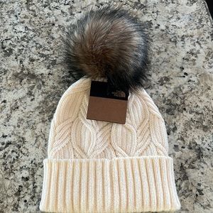 North Face winter hat with faux fur Pom
